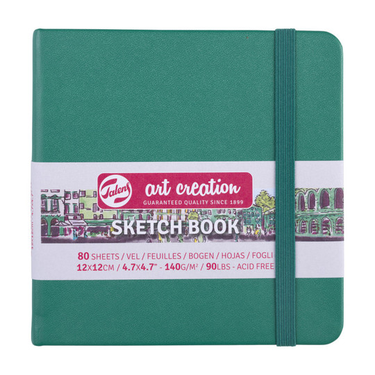 Forest Green Hardbound Sketchbook, 4.72 x 4.72 in., 80 Sheets