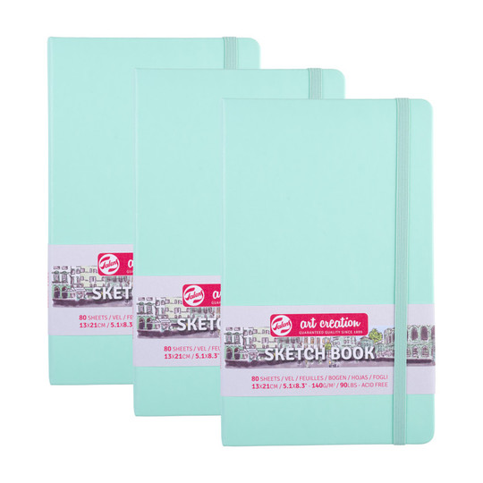 Hardbound Sketchbook, Fresh Mint Cover, 5.1 x 8.3 in., 3-Pack