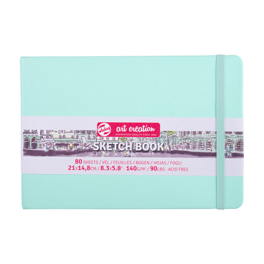 A5 Hardbound Sketchbook, 80 Sheets, Fresh Mint Cover