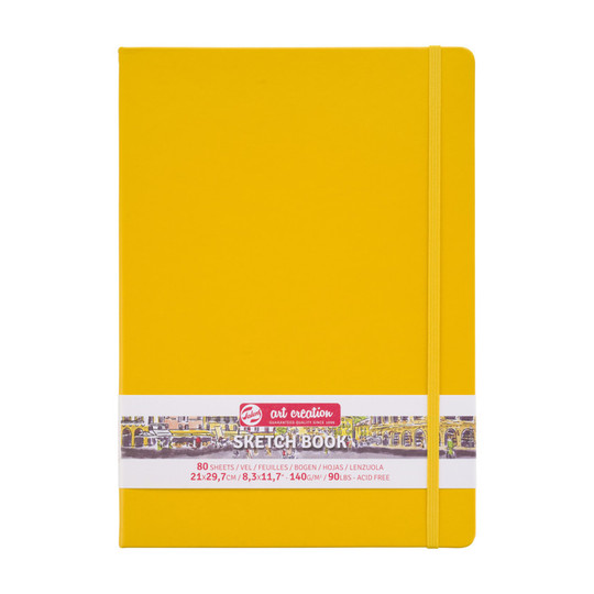 A4 Hardbound Sketchbook, Golden Yellow Cover, 80 Sheets