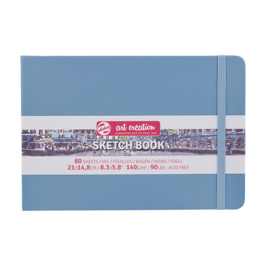 A5 Hardbound Sketchbook, Lake Blue Cover, 80 Sheets