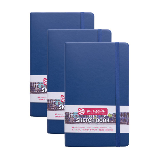 Navy Blue Hardbound Sketchbook, 5.1 x 8.3 in., 3-Pack