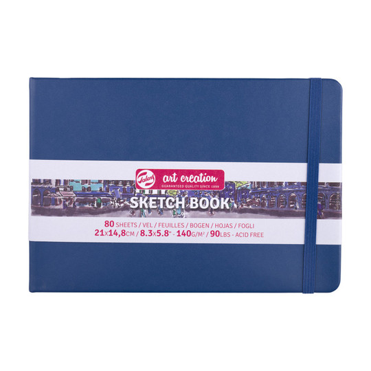 A5 Navy Blue Hardbound Sketchbook, 80 Sheets, 90 lb