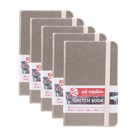 Hardbound Sketchbooks, 3.5 x 5.5 in., Pink Champagne Covers, 5-Pack