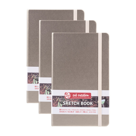Hardbound Sketchbook, Pink Champagne Cover, 5.1 x 8.3 in., 3-Pack