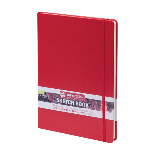 Red Cover A4 Hardbound Sketchbook, 80 Sheets