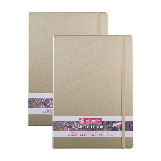 A4 White Gold Hardbound Sketchbook, 80 Sheets, Pack of 2