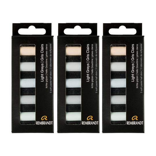 Light Gray Soft Pastel Micro Sets, 15 Half Sticks