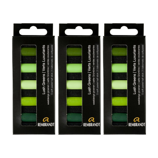 Lush Greens Soft Pastel Half-Stick Sets, 15 Pieces