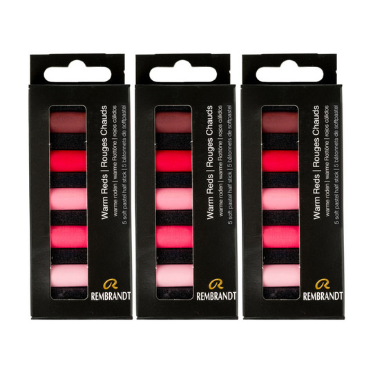 Warm Red Soft Pastel Micro Sets, 5 Half Sticks per Set, 3 Sets