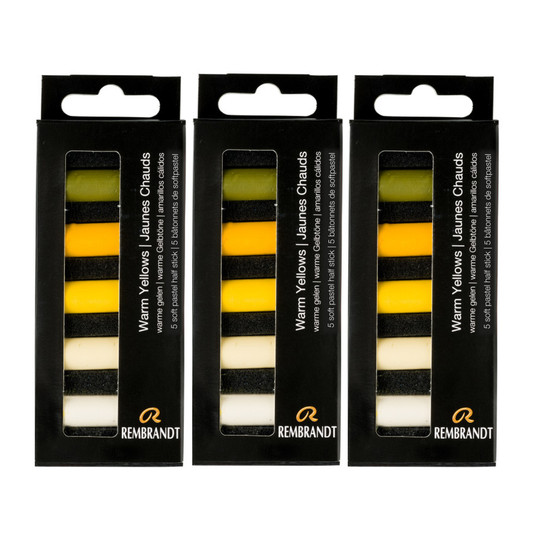 Warm Yellow Soft Pastel Half-Stick Micro Sets, 15-Piece Total