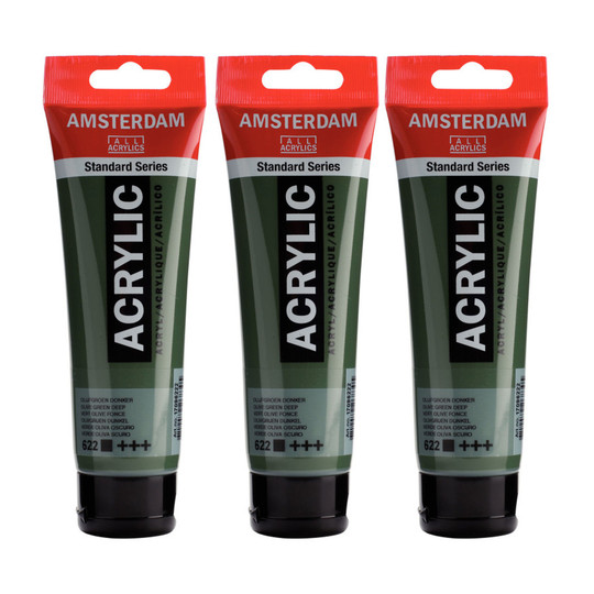 Olive Green Deep Acrylic Paint, 120 mL Tubes, Pack of 3