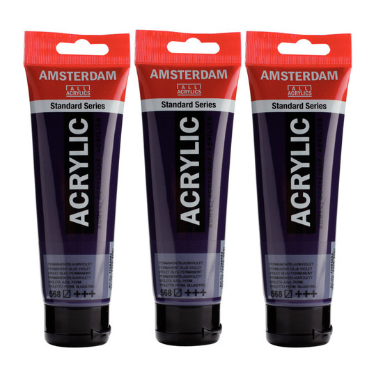 Permanent Blue Violet Acrylic Paint, 120 mL Tubes, Pack of 3