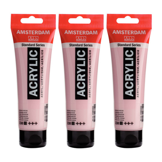 Persian Rose 330 Standard Acrylic Paint, 120 mL Tubes, Pack of 3