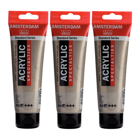 Pewter 815 Standard Acrylic Paint, 120 mL Tubes, Pack of 3