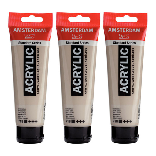 Warm Grey 718 Standard Acrylic Paint, 120 mL Tubes, Pack of 3