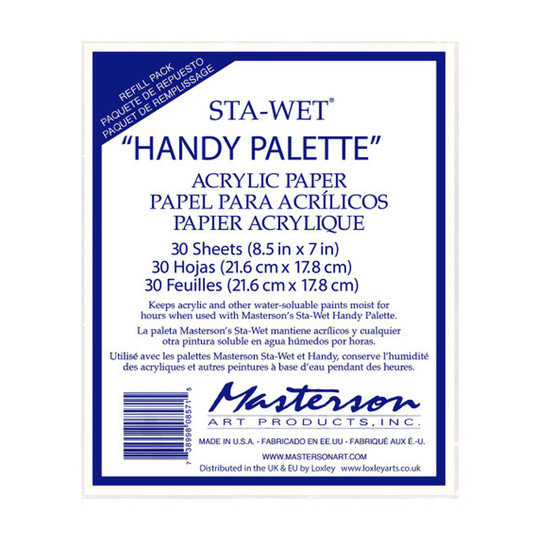Handy Palette Acrylic Paper Refill Pack, White, 7 x 8.5 in., 30 Sheets