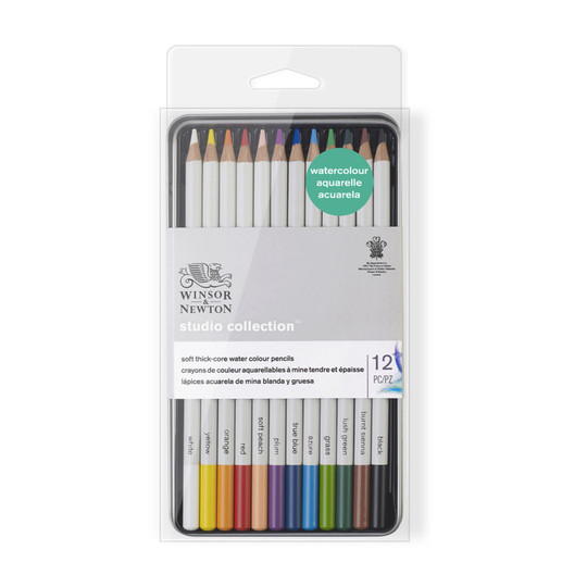 Studio Watercolor Pencil Tin, Assorted Colors, 12 Count