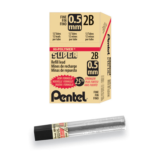 0.5 mm 2B Mechanical Pencil Lead Refill, 12 Tubes