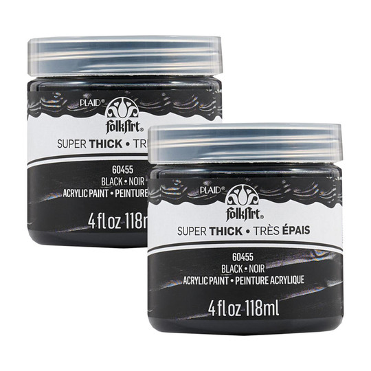 Super Thick Black Acrylic Paint, 4 oz Jars, 2-Pack