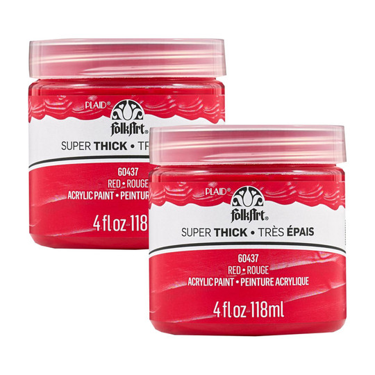 Super Thick Red Acrylic Paint, 4 oz Jars, 2-Pack