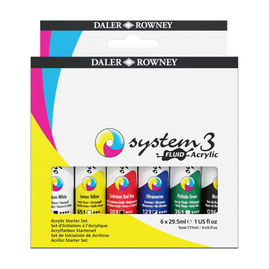 Fluid Acrylic Paint Set, Assorted Colors, 29.5 mL, 6-Pack