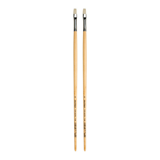 Bright White Synthetic Flat Paint Brushes, Size 6, Pack of 2