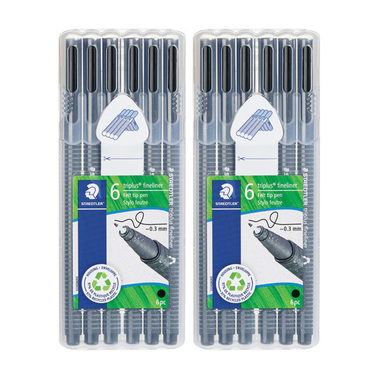 Black Superfine 0.3 mm Fineliner Pens, 12 Count