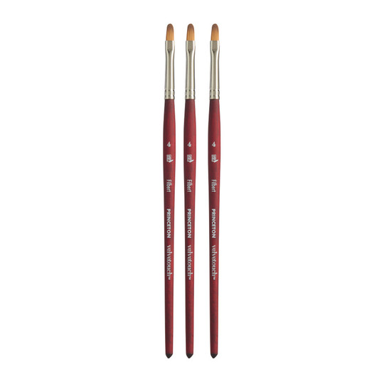 Scarlet Size 4 Synthetic Filbert Paintbrushes, 3-Pack