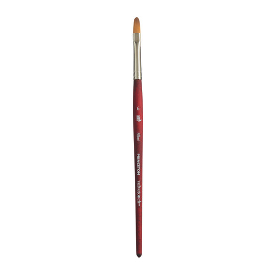 Synthetic Filbert Paintbrush, Short Handle, Scarlet, Size 6