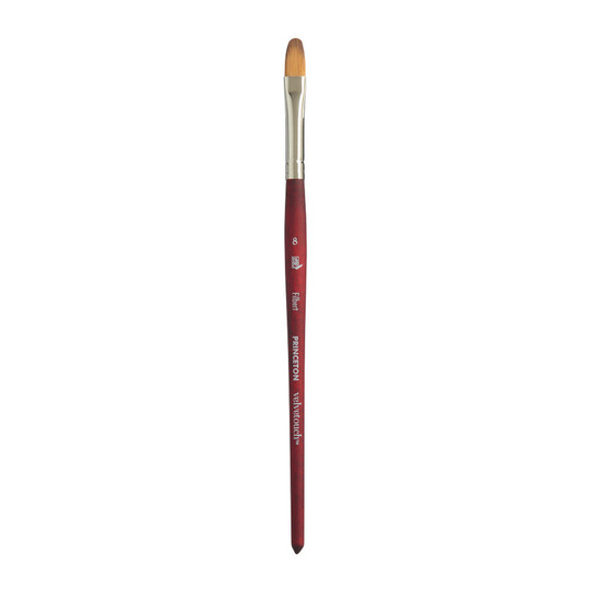 Synthetic Filbert Paint Brush, Short Handle, Scarlet, Size 8, 1 Count