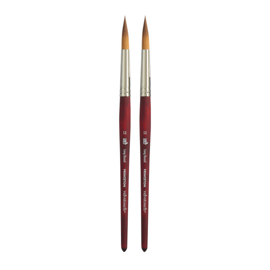 Long Round Synthetic Mixed Media Paintbrushes, Scarlet, Size 12, 2-Pack