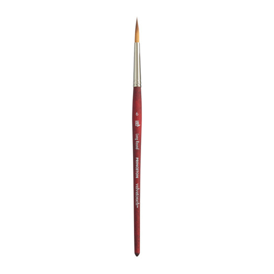 Synthetic Long Round Mixed Media Paintbrush, Scarlet, Size 6