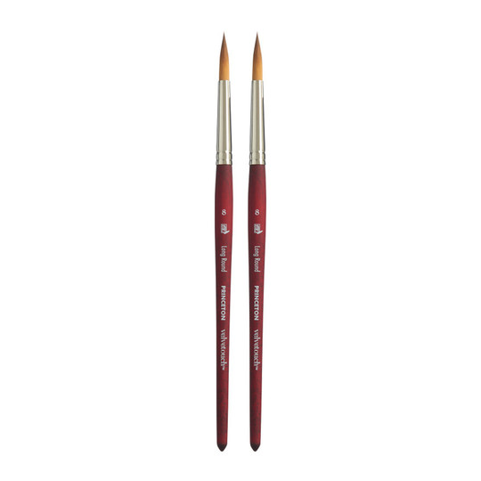 Size 8 Scarlet Synthetic Long Round Mixed Media Paintbrushes, 2-Pack