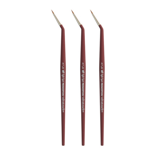 Synthetic Short-Handle Mixed Media Paintbrush, Scarlet, Size 3/0, 3-Pack