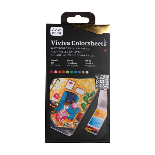 Metallic Watercolor Paint Colorsheets, 10 Colors