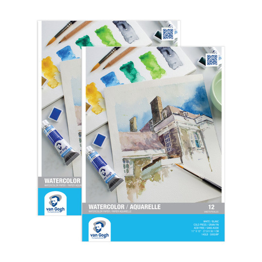 Cold Press Watercolor Paper Pad, 11 x 15 in., 12 Sheets, 2-Pack