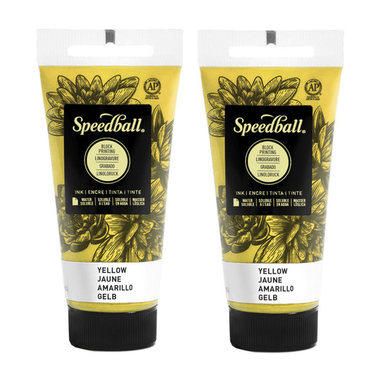 Water-Soluble Block Printing Ink, Yellow, 1.25 oz, Pack of 2