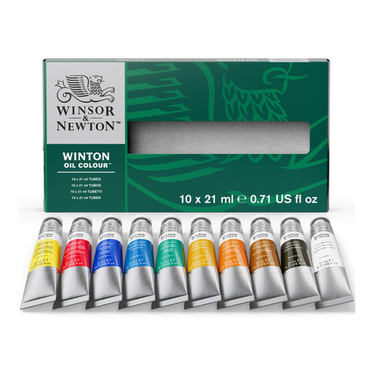 Oil Color Paint Basic Set, 10 Assorted Colors, 21 mL Tubes