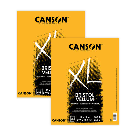 XL Vellum Bristol Paper Pads, 11 x 14 Inches, 25 Sheets, Pack of 2