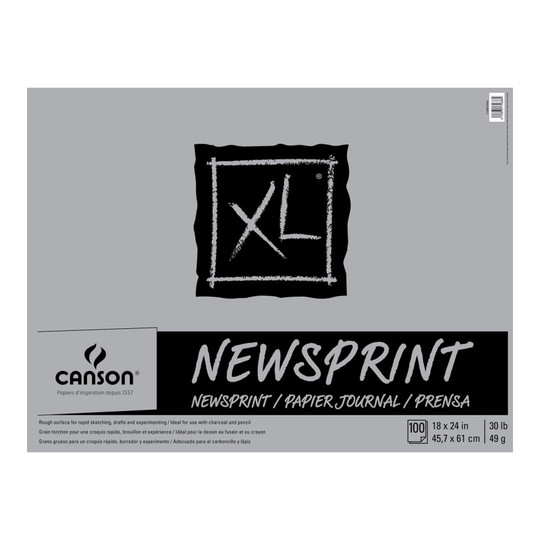 XL Newsprint Pad with Foldover Binding, 100 Sheets, 18 x 24 Inches