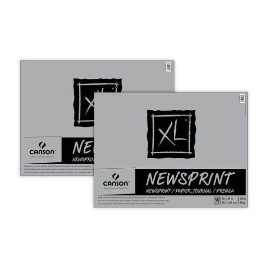 XL Series Newsprint Pad with Foldover Binding, 18 x 24 in., 50 Sheets, 2-Pack