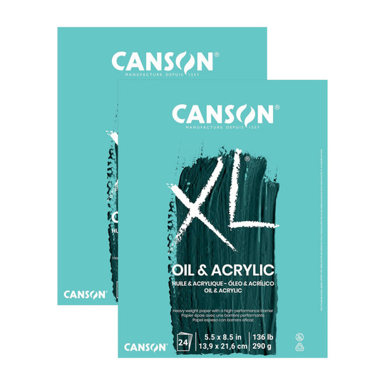 XL Oil & Acrylic Paper Pad, 5.5 x 8.5 in., 24 Sheets, Pack of 2