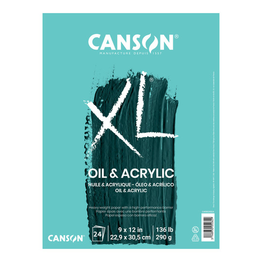 XL Oil & Acrylic Paper Pad with Foldover Binding, 9 x 12, 24 Sheets