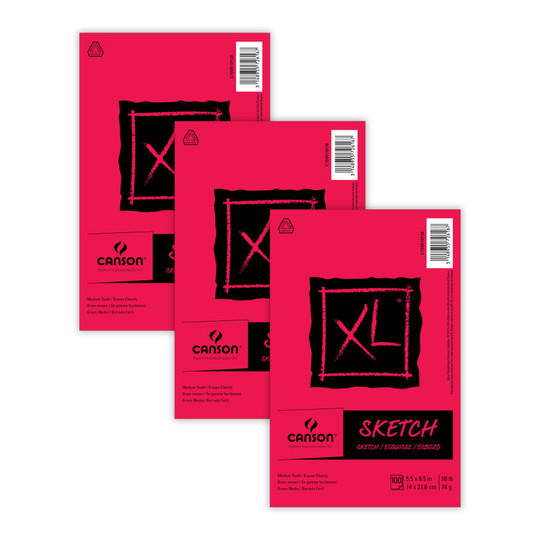 XL Foldover Sketch Pad, 100 Sheets, 5.5 x 8.5 in., 3-Pack