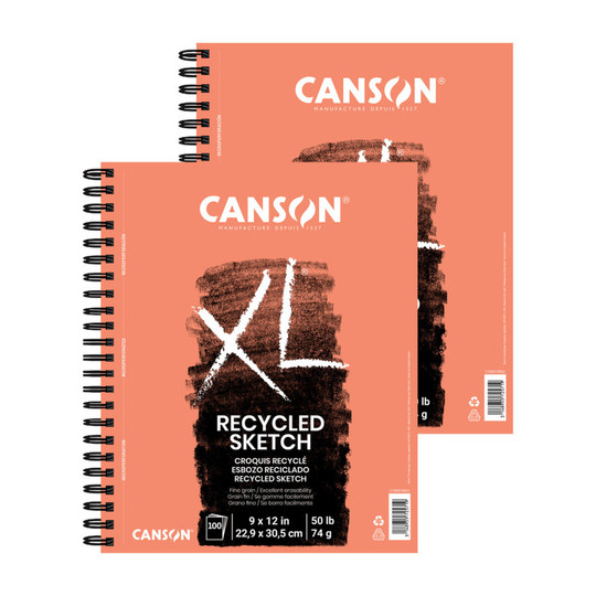 XL Recycled Sketch Pad, 9 x 12 in., 100 Sheets, 2-Pack