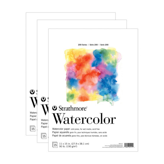 200 Series Watercolor Paper Pad, 11 x 15 Inches, 3-Pack