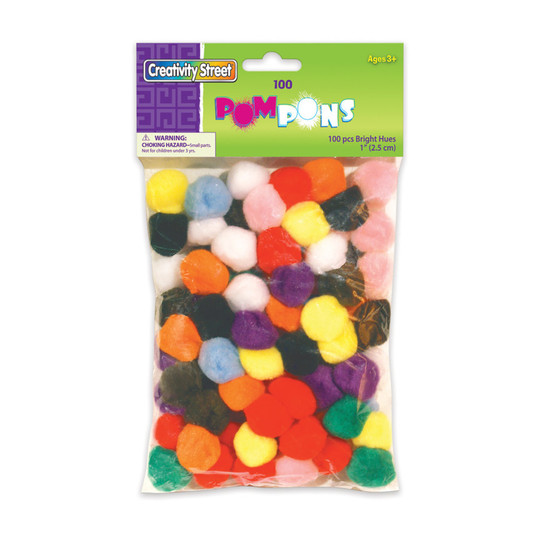 Bright Hues Craft Pom Poms, 1 Inch, 100 Pack