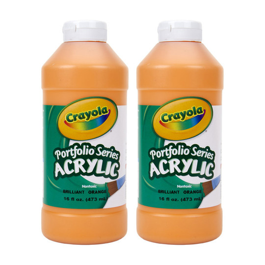 Portfolio Series Brilliant Orange Acrylic Paint, 16 oz. Bottles, Pack of 2