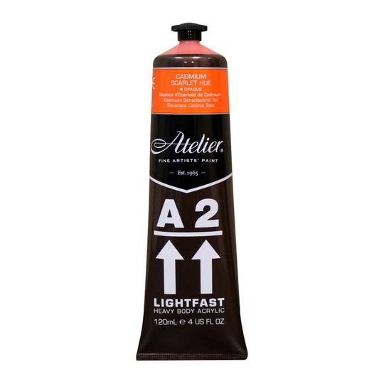Heavy Body Lightfast Artist Acrylic Paint, Cadmium Scarlet Hue, 4 oz.
